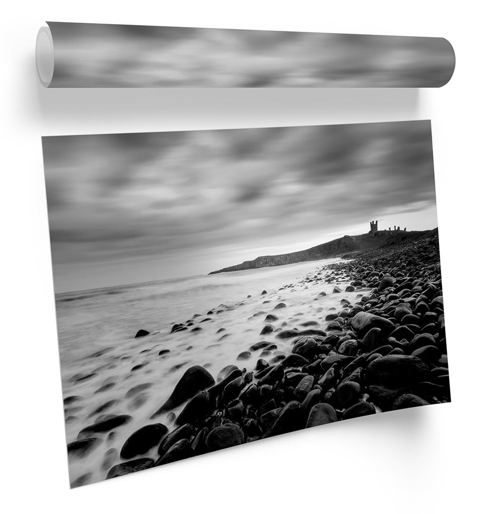 dunstanburgh castle black and white clipart