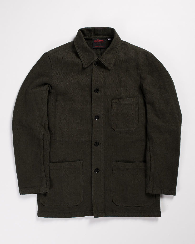 Vetra Work Jacket Overdyed Khaki Herringbone – Hand-Eye Supply