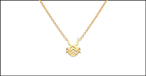 Aquarius and Taurus Necklace in Yellow Gold by Starlust
