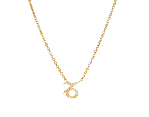 Capricorn Diamond Necklace in Yellow Gold by Starlust Jewelry