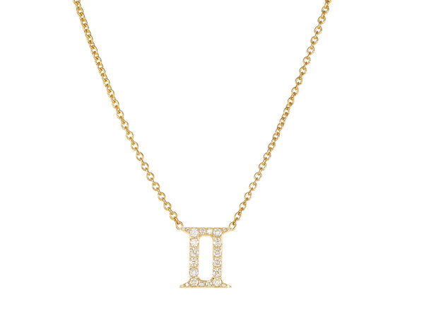 Gemini Necklace Diamonds Yellow Gold by Starlust Jewelry