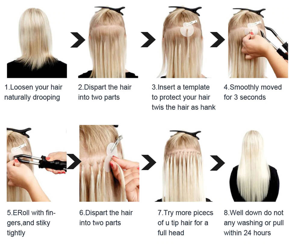 how to apply nail u tip hair extensions