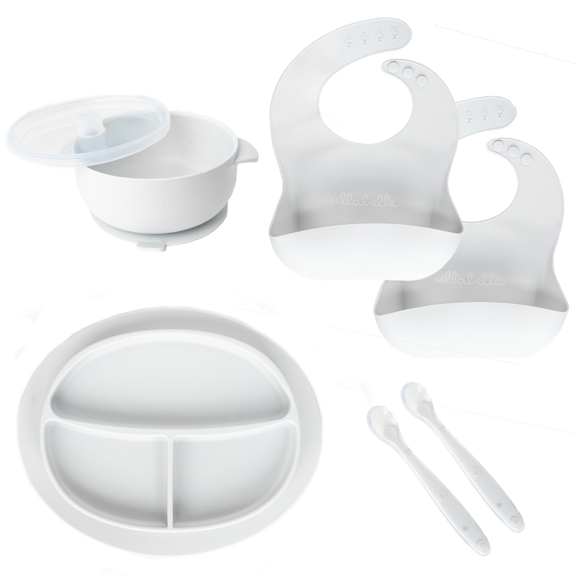 BrushinBella Baby Feeding Supplies - Complete Baby Feeding Set with Baby  Plate, Baby Spoons First Stage, Silicone Bib and Snack Cup - Infant Eating  Utensils and Baby Bowl with Suction 