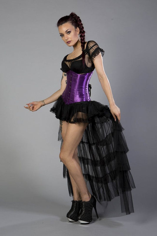 Traditional Double Steel Boned Underbust Corset In Black Satin - Burleska -  Dark Fashion Clothing