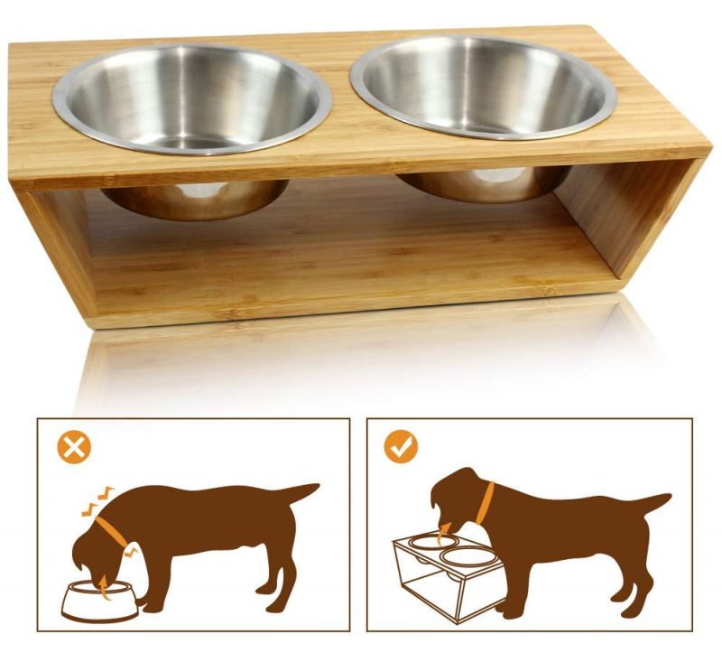 bamboo dog feeder