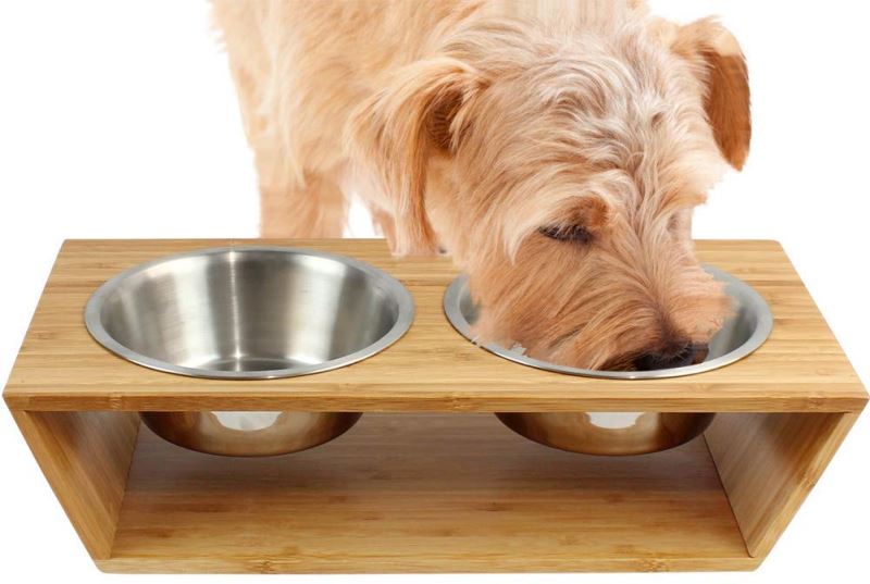 WeatherTech Double High Pet Feeding System - Elevated Dog/Cat Bowls - 4  inch High Tan (DHC1604TNTN)