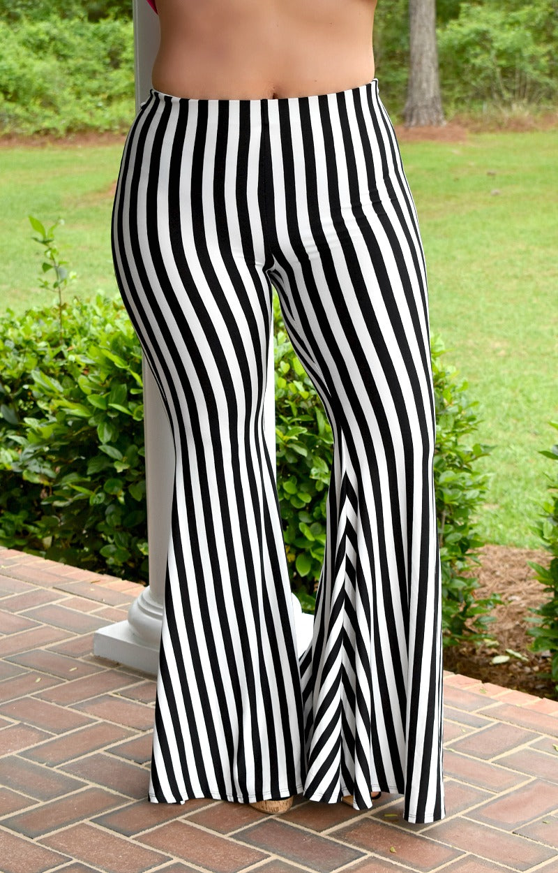 black white vertical striped pants