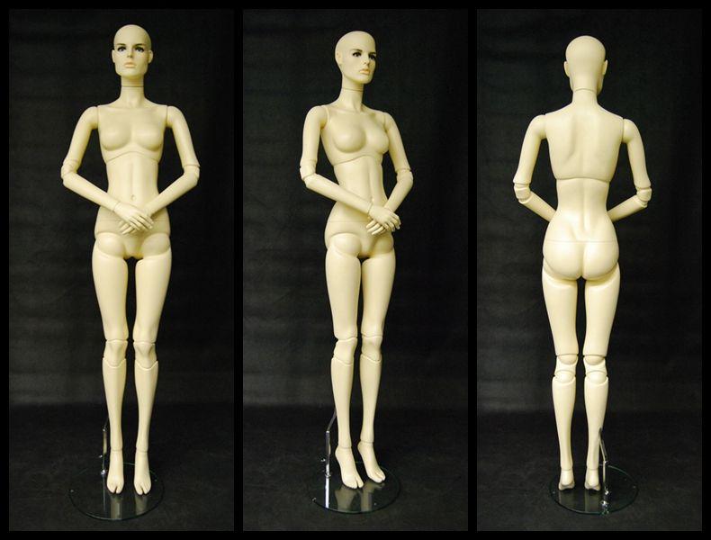 Male Half Body Mannequin, Egg Head, Torso W/ Detachable Arms on Stand - Wood