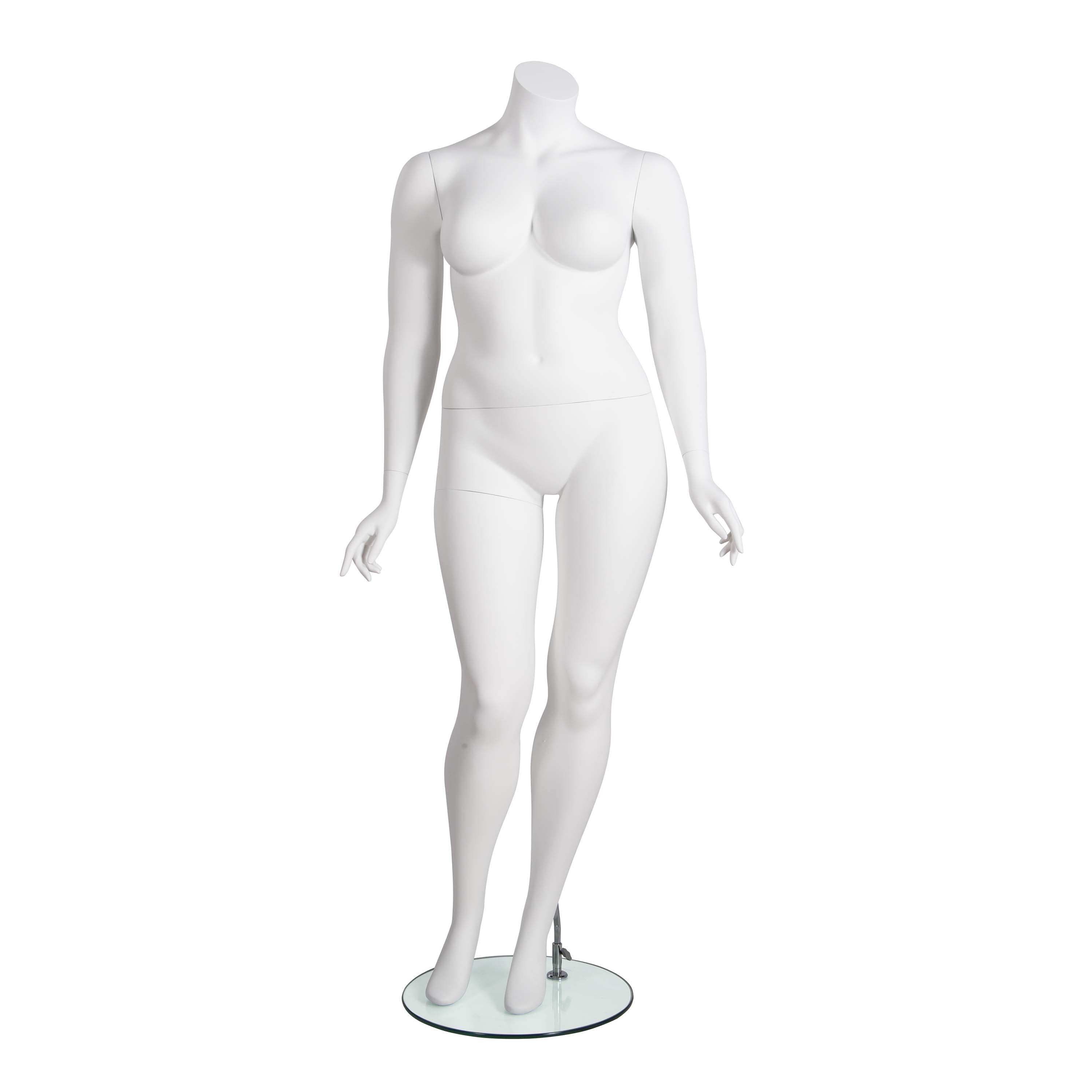 Bella, Fiberglass Matte White Headless Plus Size Female Mannequin