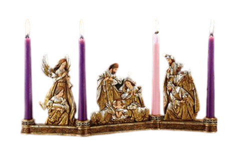 7-1/2" H Candleholder - Metallic Nativity.