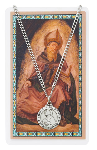 St. Augustine Prayer Card with Medal Necklace