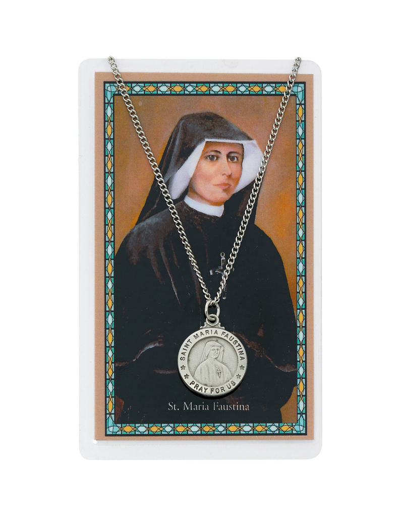 St. Faustina Medal with Chain and Holy Card – Agapao Store