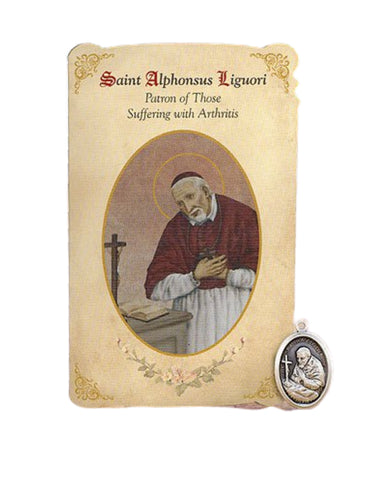 Holy Card St. Alphonsus with Healing Medal Set - 6 Pcs. Per Package