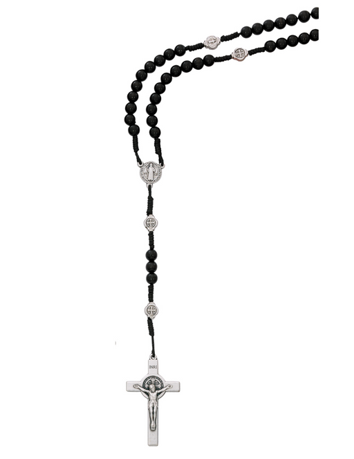 Saint Benedict Crucifix Black Wood Rosary, Rosarios Catolicos 20 in. –  Catholica Shop