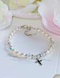 Swarovski Crystals and Freshwater Pearls Girls Bracelet