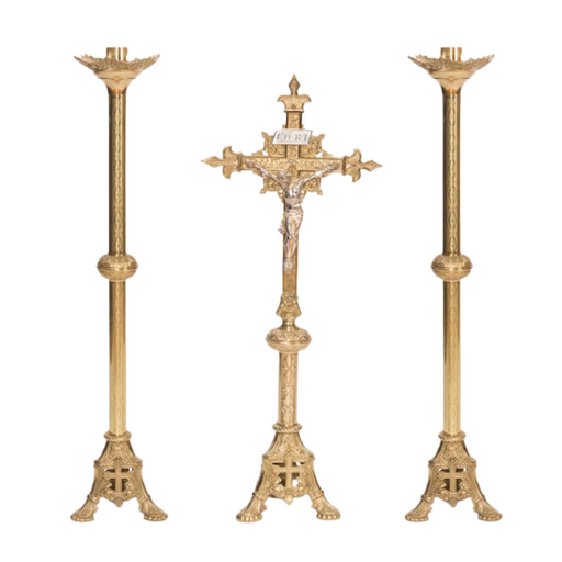 Traditional Baroque Style Crucifix and Angel Candlesticks Altar