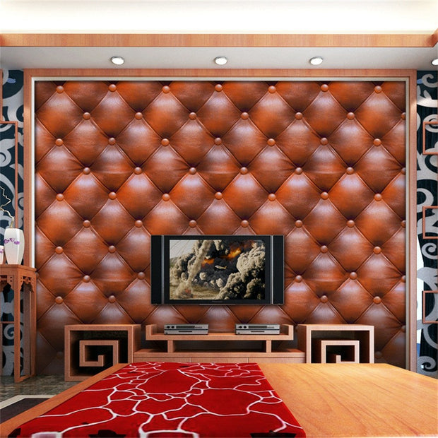 2018 3d Vintage Leather Textured Wallpaper Pvc Mural