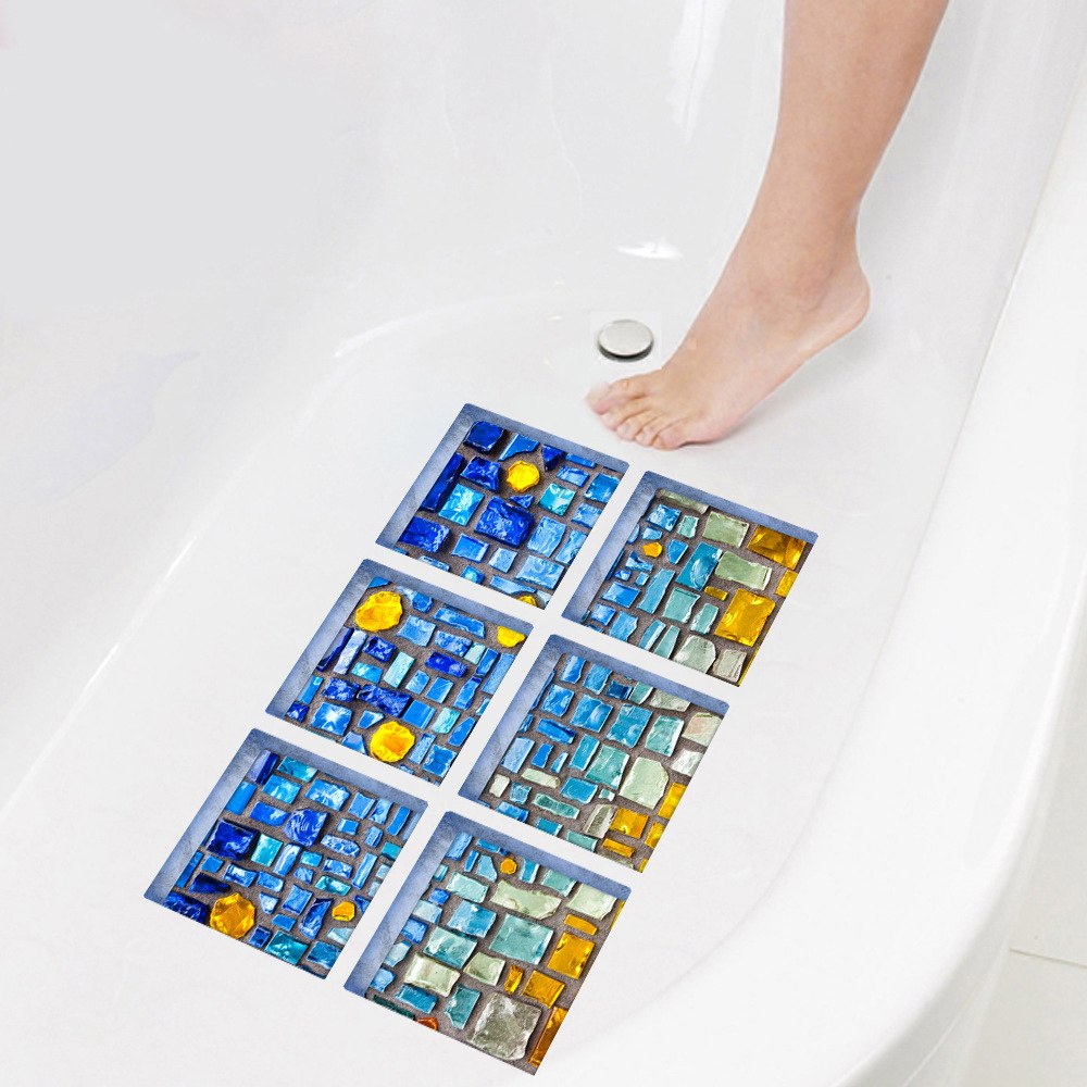 6pcs Set 3d Bathtub Stickers Waterproof Self Adhesive Wall Sticker