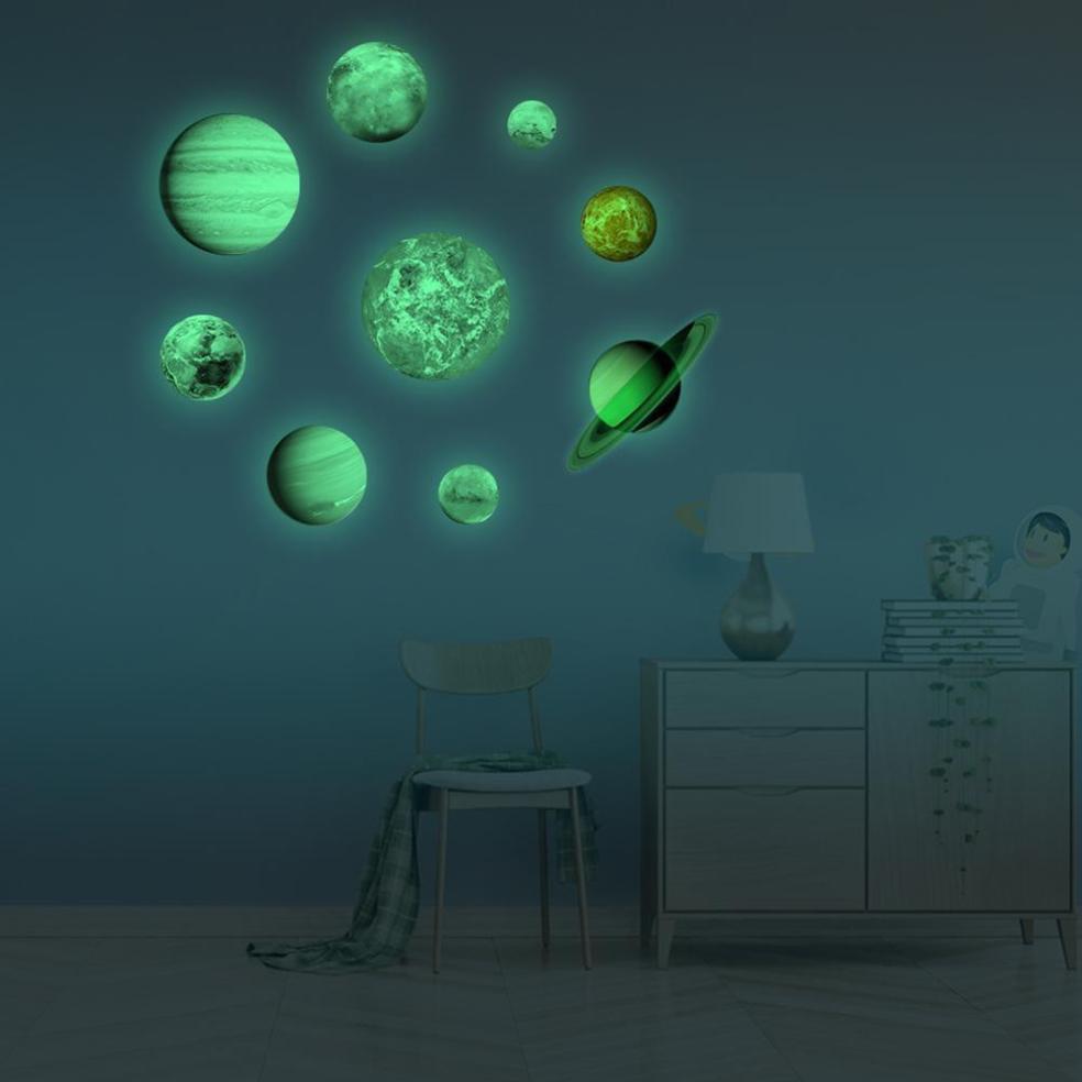 Glow In The Dark 9 Planets Solar System Wall Sticker