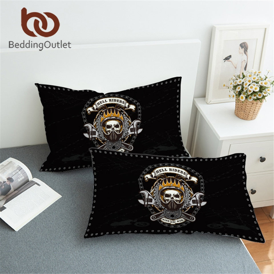 Beddingoutlet Mechanical Skull Pillowcase Gears Print Pillow Case