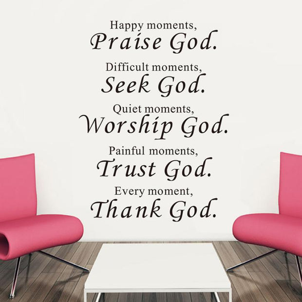 Bible Verse Every Moment Thank God Wall Quote Sticker Living Room Religious Wall Stickers Home Decor Wall Sticker Home