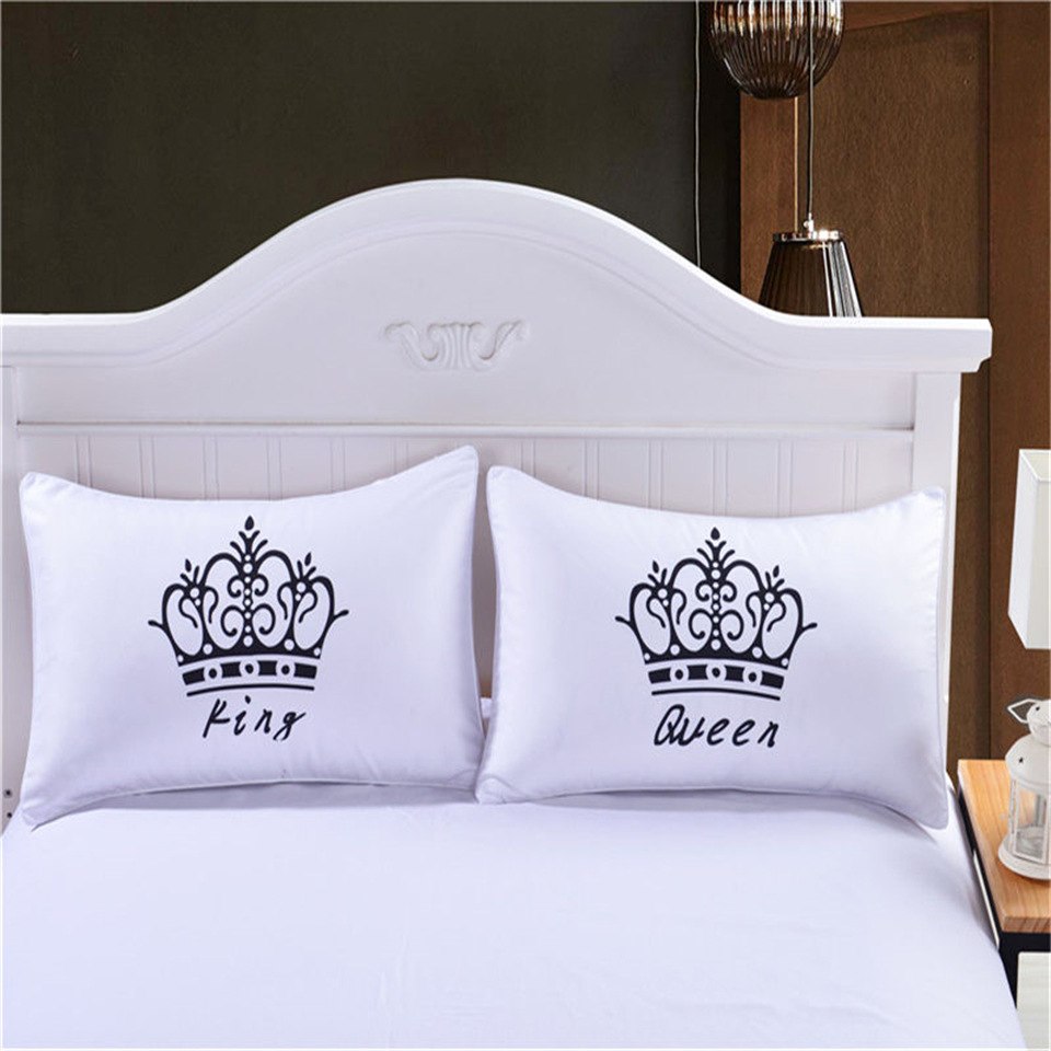 Cilected King Queen Pillowcase White Decorative Body Pillow Case