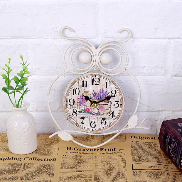 Creative Design Wooden Wall Clock Owl Vintage Rustic Shabby