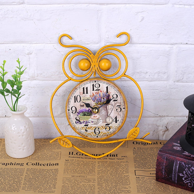 Creative Design Wooden Wall Clock Owl Vintage Rustic Shabby