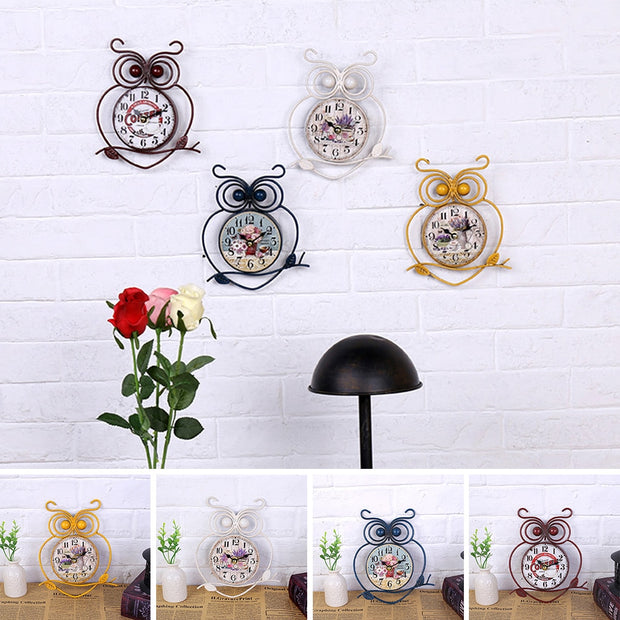 Creative Design Wooden Wall Clock Owl Vintage Rustic Shabby