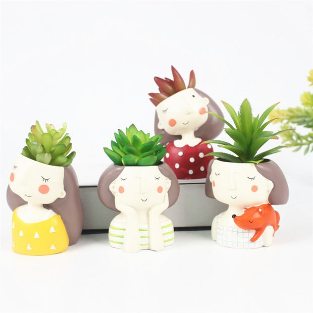 Creative Models Artificial Flowers Resin Succulent Flower Pot Cute