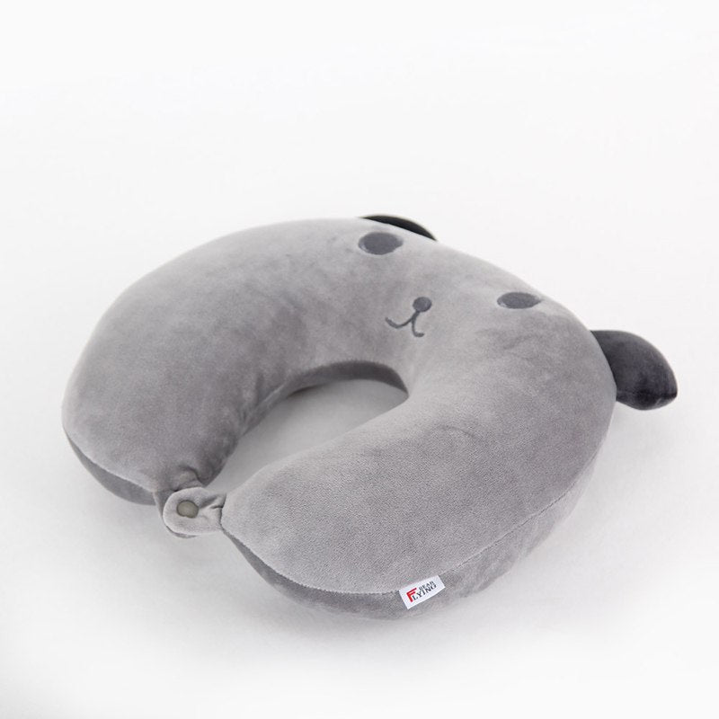 teddy bear v shaped pillow grey