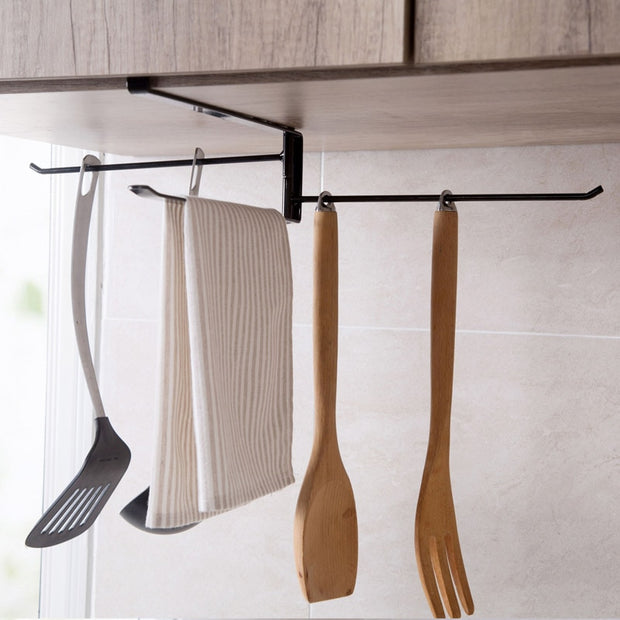 Hanging Towel Rack Rotation No Nail Holder Cupboard Bar Bathroom