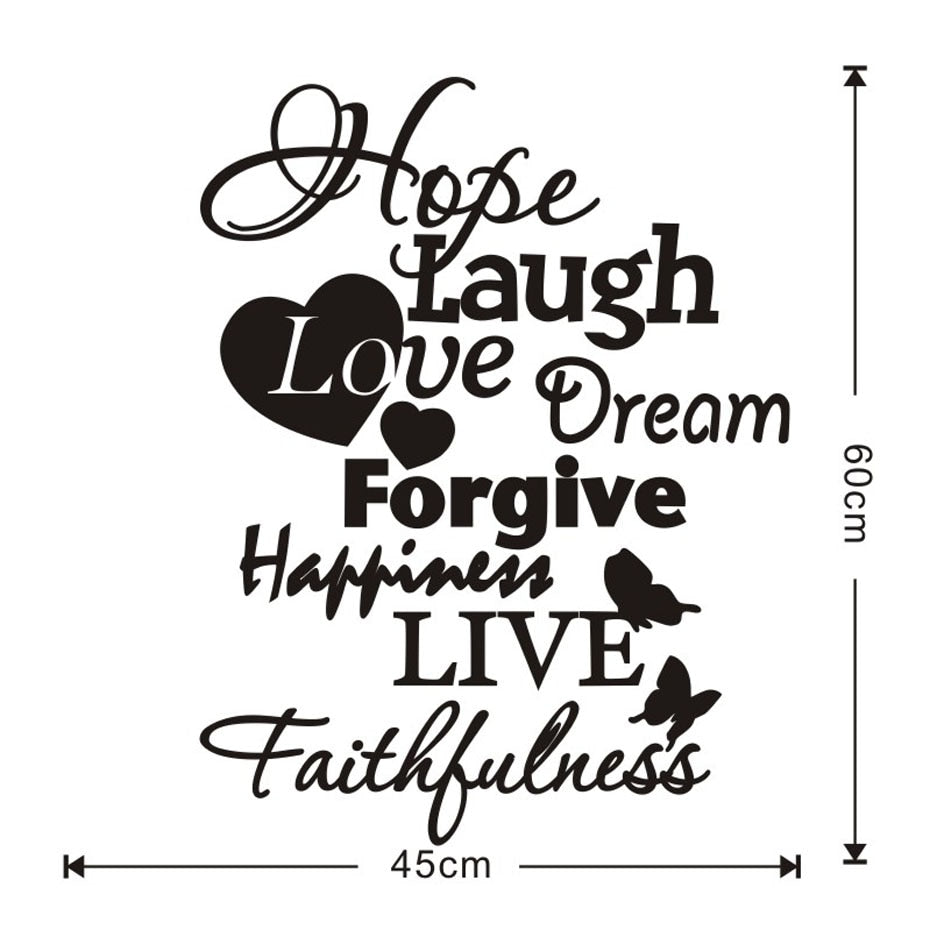 Hope Laugh Love Dream Forgive Happiness Live Faithfulness Life Saying Home Decor