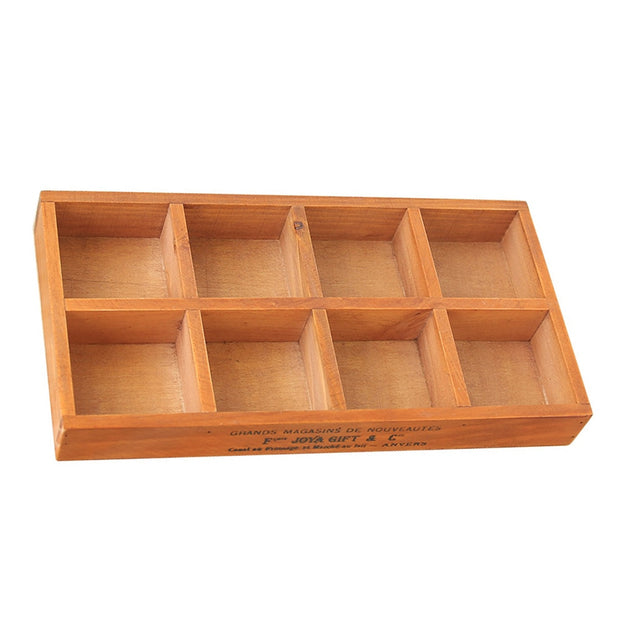 Wood Divider Storage Box 8 Cavity Desk Drawer Organizer Jewelry