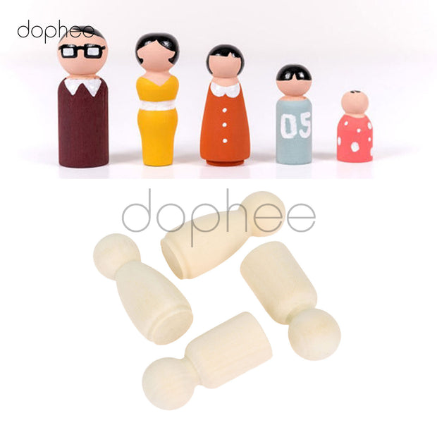 unpainted wooden peg dolls