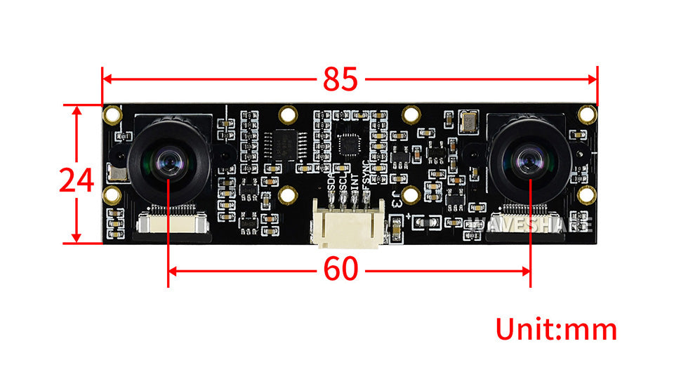 IMX219-83 Stereo Camera Dimensions