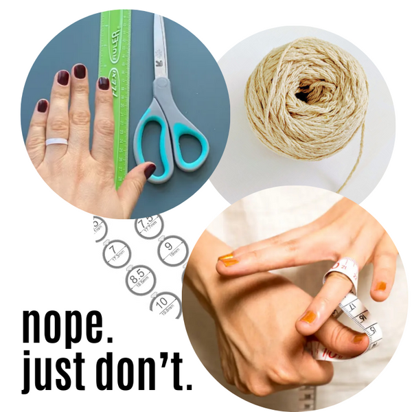 the wrong ways to size your finger at home | string measuring tape paper