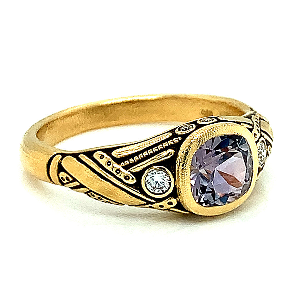 Image of Mauve Montana Sapphire & Diamond Ring - "Reed"