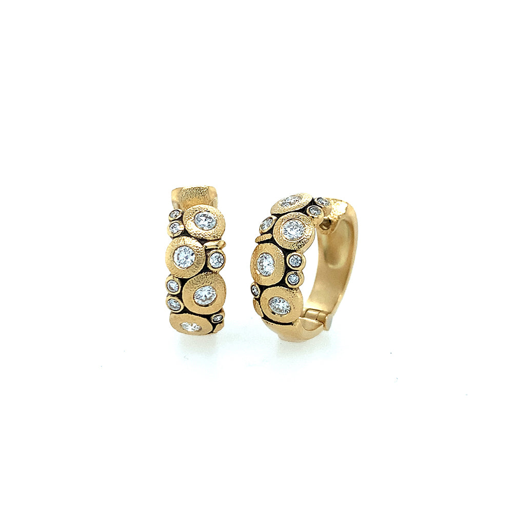 Image of Gold & Diamond Huggie Earrings - "Candy"