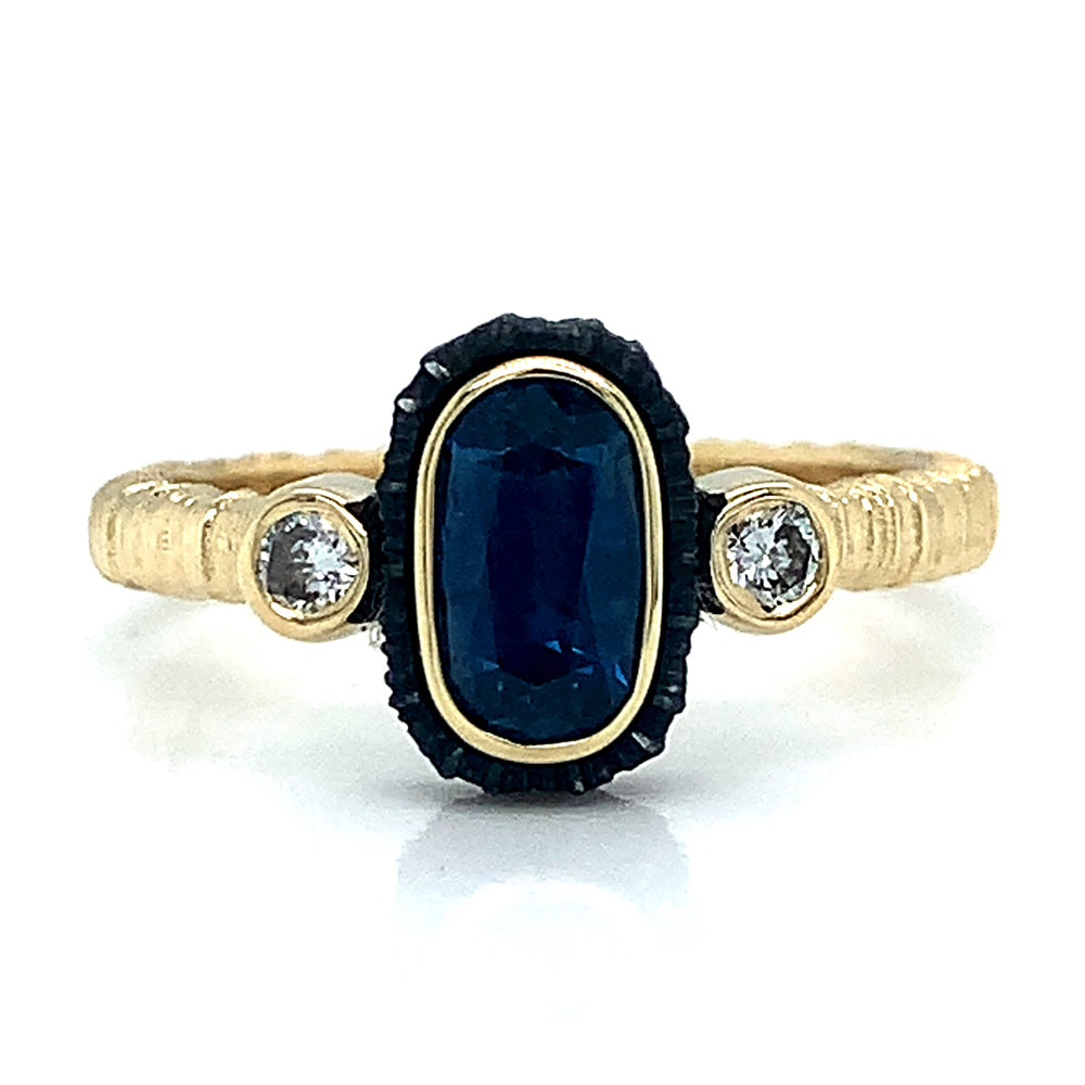 Montana Sapphire and Gold Ring - Omega Tension