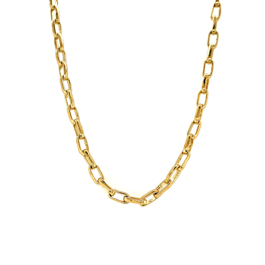 Gold Vermeil Rectangular-Link Chain with Horseshoe Closure