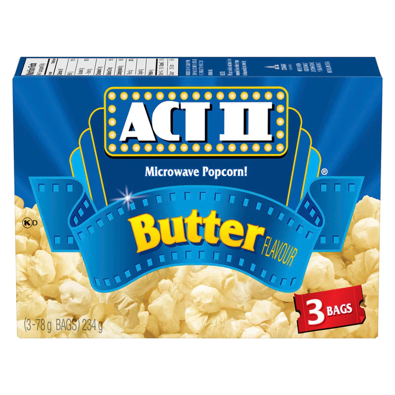 ACT II - Microwave Gourmet Popcorn Butter Flavour 3 x 78g - 12 Packs