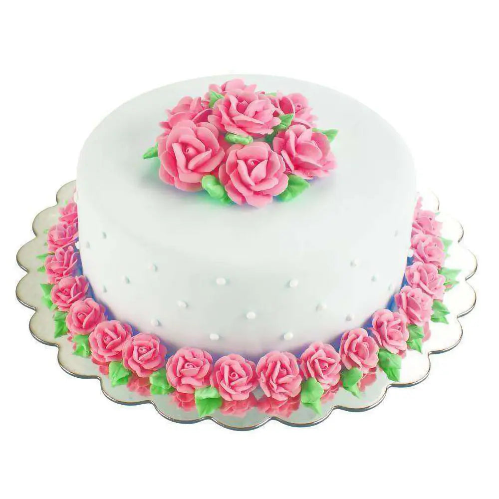 DURA - 10" x .045" Round Scalloped Edge Silver Cake Sheet - 125/Pack