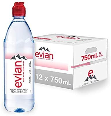 Evian Carbonated Natural Spring Water, 12 × 750 mL