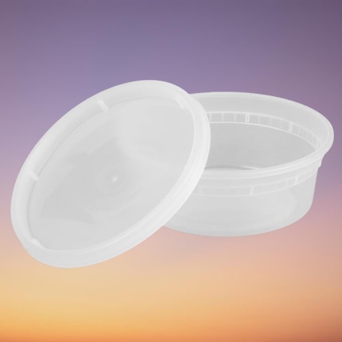 Choice 16 oz. Microwavable Clear Round Deli Container and Lid Combo Pack -  250/Case