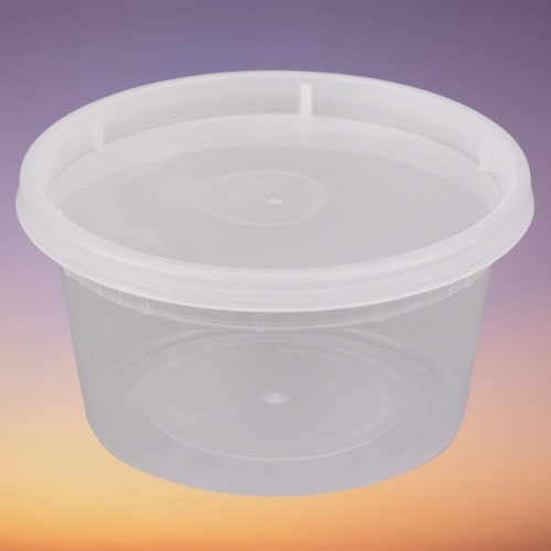 Choice 8 oz. Microwavable Clear Round Deli Container and Lid Combo Pack -  250/Case