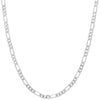 4MM Silver Classic Figaro Chain Necklace 20"24"30"