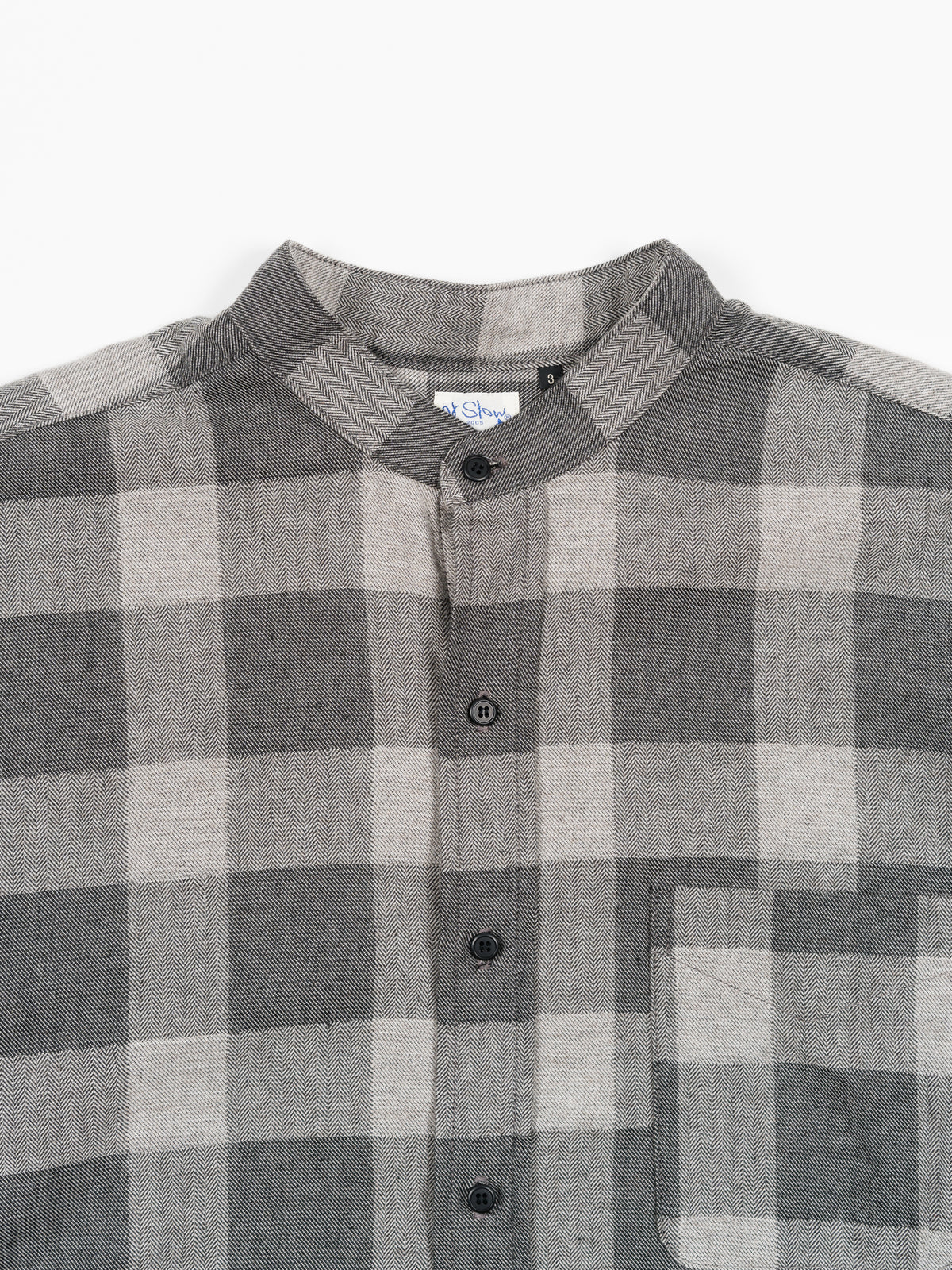Loose Fit Stand Collar Shirt Gray Check | shirts | Meridian