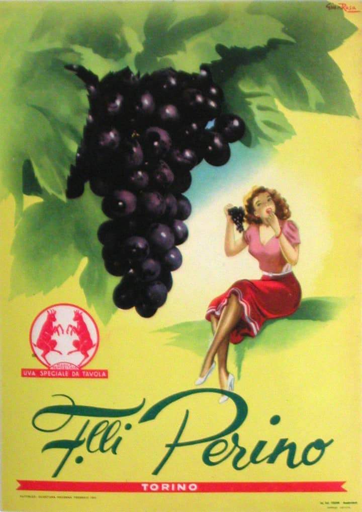 Original Italian Poster for Perino Grapes by Gian Rosa 1951