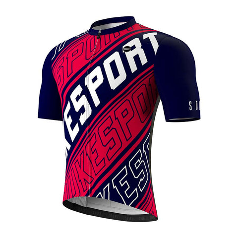 Souke Sports, camisa de ciclismo, CS1108, azul e vermelho